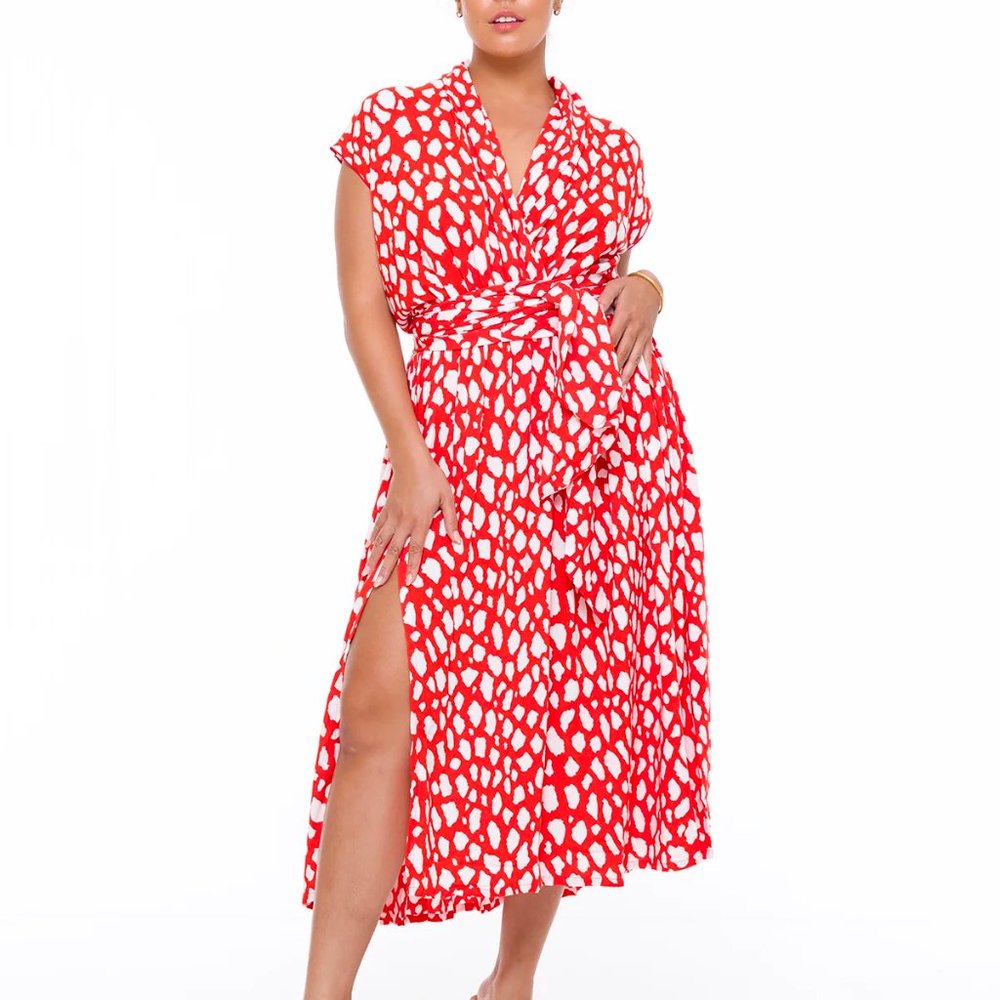Point of Georgia NWT Red and White Giraffe Point Dress